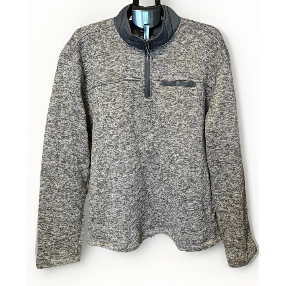 Eddie Bauer Sweater Men 2XL Gray 1/4‎ Zip Hiking Fleece Outdoors Gorpcore